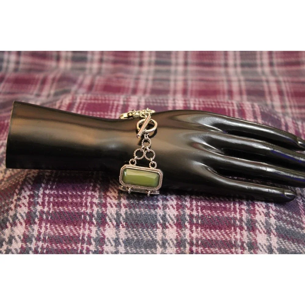 Lia Sophia Green Acrylic Silver-tone Bracelet